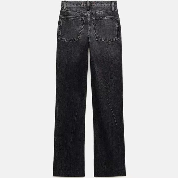 NWT ZARA HIGH RISE BOOTCUT ZW COLLECTION JEANS SIZE 28 (US 6) | GRAY/BLACK - Picture 5 of 8